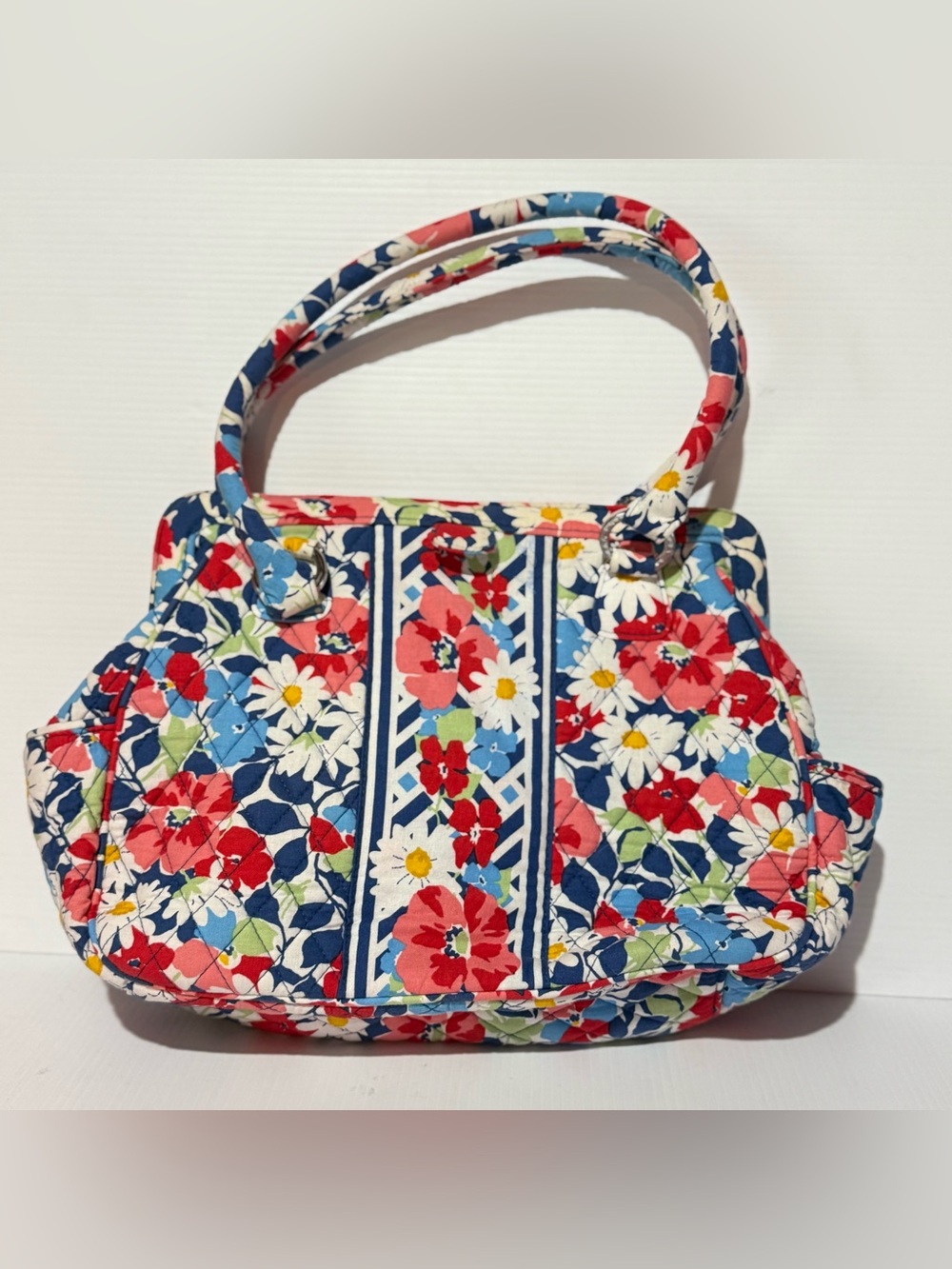 Vera Bradley Floral Quilted Handbag in Red, Blue, White